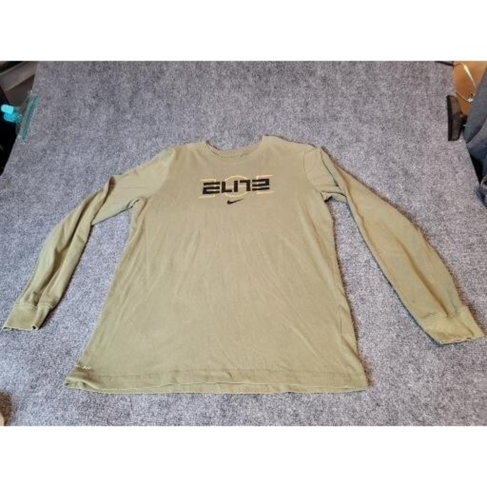 Nike The Nike Tee Elite Long Sleeve Shirt Mens XL Army Green Dri-Fit Performance